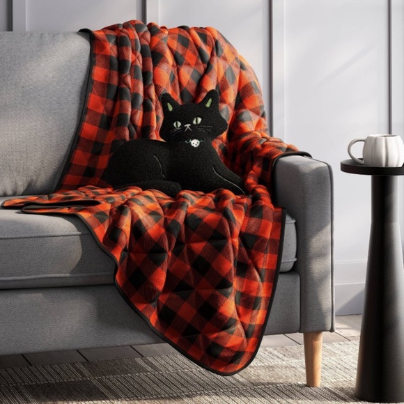 NWT Quilting Gingham Throw Blanket Black Orange Hyde and EEK! Boutique Target - Picture 2 of 5
